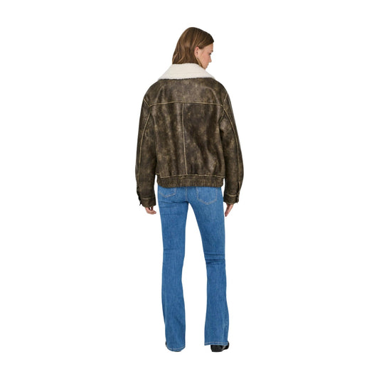 Giacca ecopelle donna ONLY – Giubbotto bomber in similpelle con colletto biker 15373704.