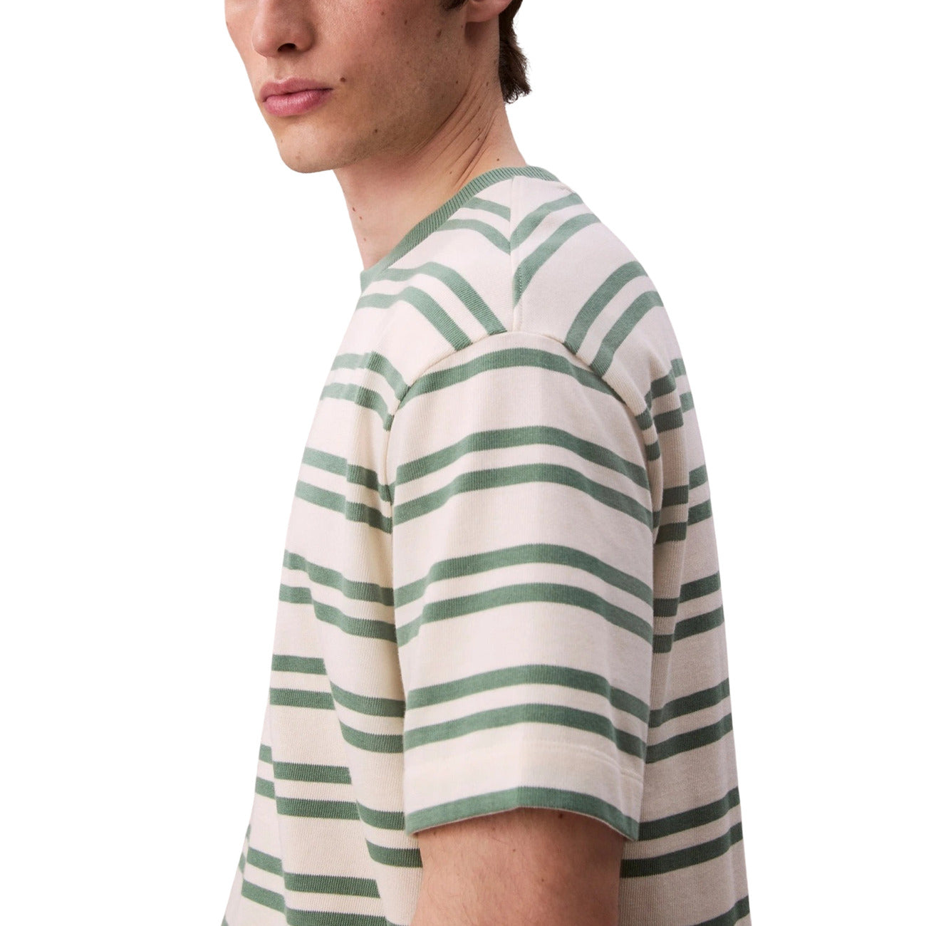 Calvin Klein Jeans T-Shirt Uomo Bianco Righe Manica Corta Scollo Tondo Cotone Elastan Autunno Inverno LV04RC235G