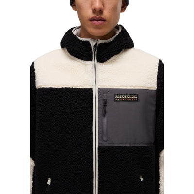 Napapijri Felpa con Zip Uomo Nera Cerniera Cappuccio Maniche Lunghe Tasche Anteriori - Felpa Poliestere