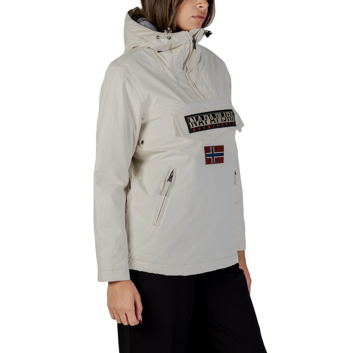 Giacca anorak donna Napapijri Rainforest Winter – Giubbotto beige con cappuccio e tasche RAINFOREST W PKT 4.