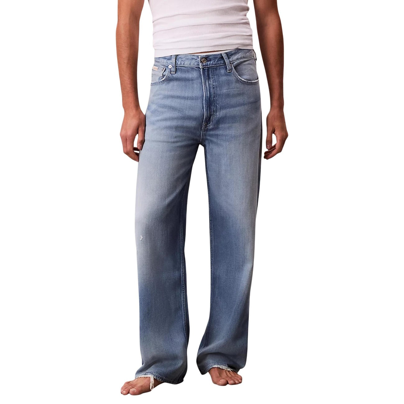 Calvin Klein Jeans Jeans Uomo Blu Zip Bottone Tasche Anteriori Posteriori Lyocell Viscosa Autunno Inverno LV04RC735G