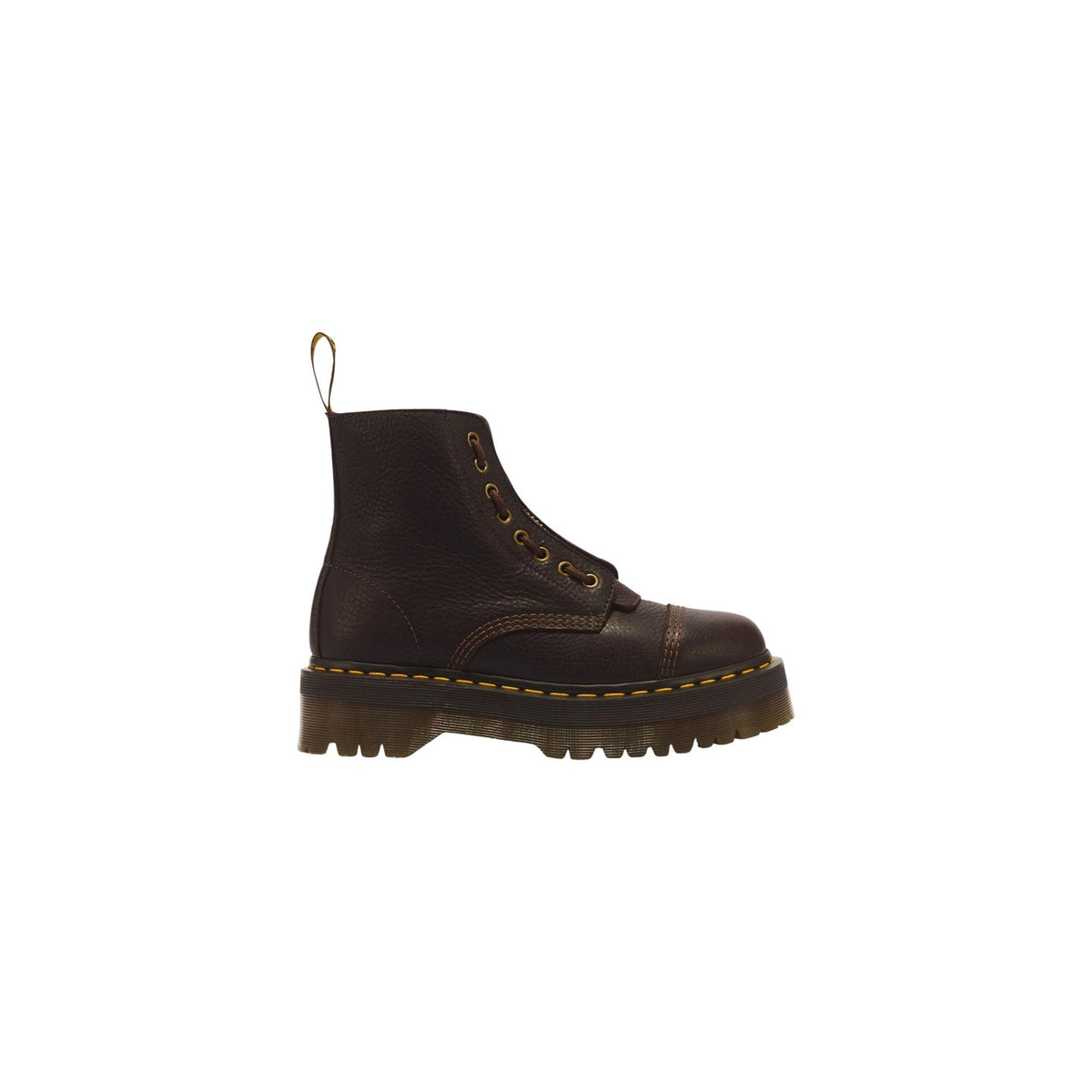 Anfibi platform donna Dr. Martens Sinclair marroni – Stivali in pelle con zip e suola Quad 44348200.