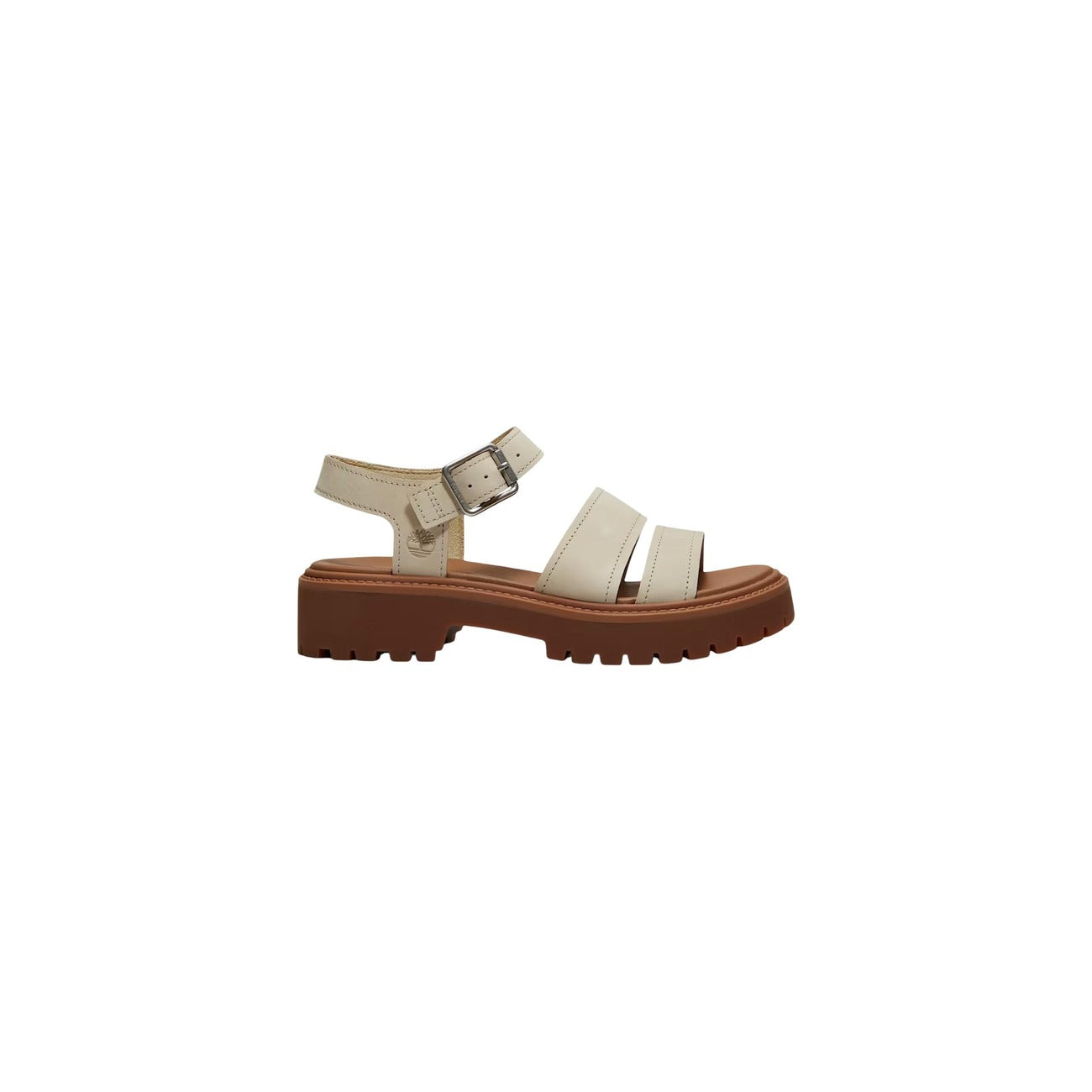 Timberland Stone Street Platform Sandal; pelle Premium, tecnologia OrthoLite®, materiali riciclati ReBOTL™. Il sandalo estivo dal comfort durevole e sostenibile. Colore beige 