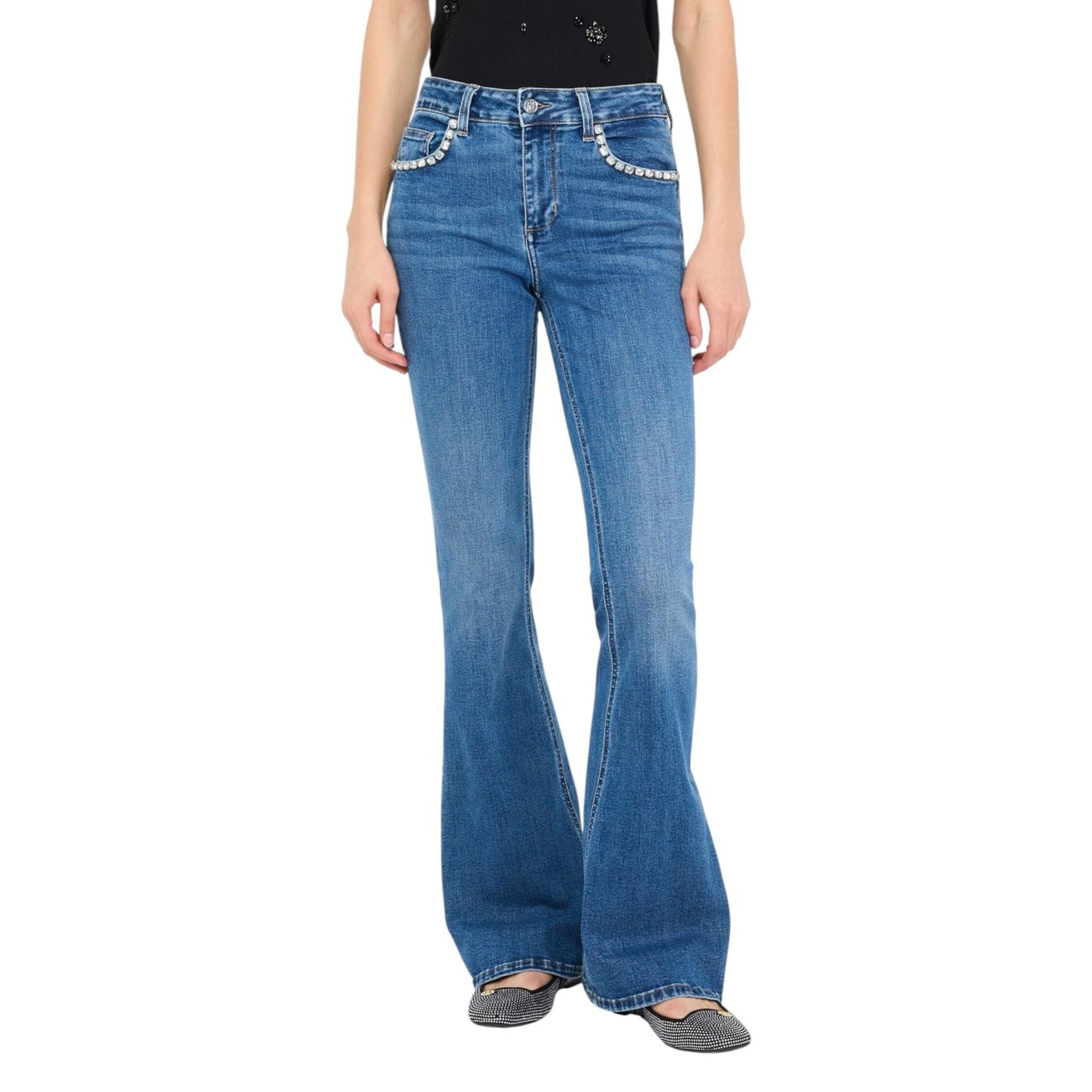 Liu Jo Jeans Donna Blu Zip Bottone Tasche Anteriori Posteriori Cotone 82% Poliestere 16% Elastan 2% UF5015 D4797