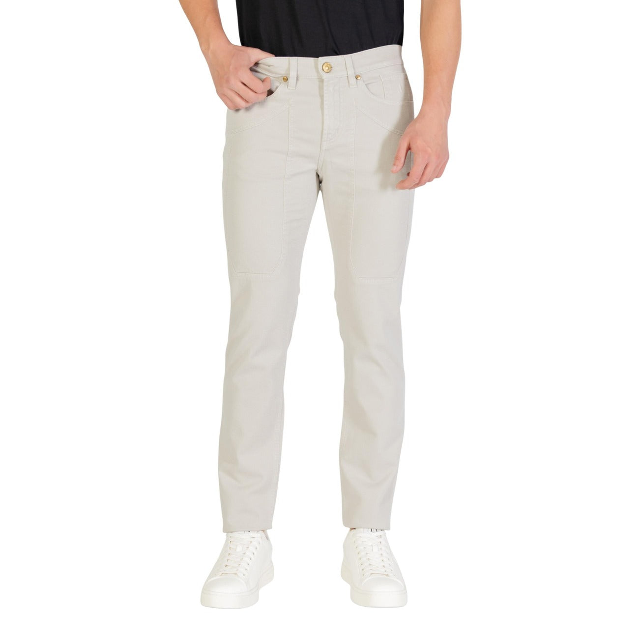 Jeckerson Pantaloni Uomo Grigi con Zip e Bottone Tasche Anteriori e Posteriori - Pantaloni Cotone Elastan