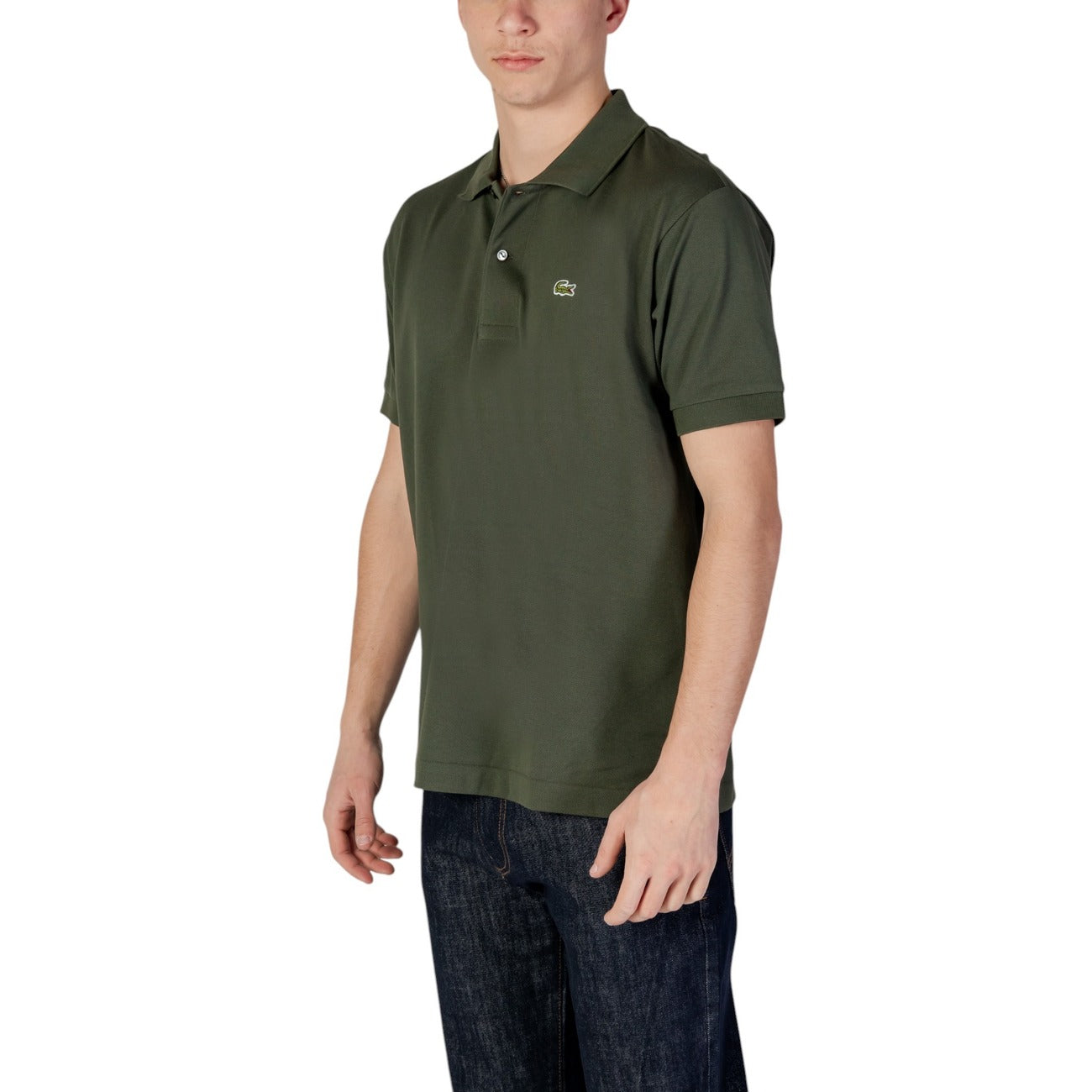 Lacoste Polo Uomo Verde Bottoni Colletto Polo Scollo Tondo Maniche Corte 100% Cotone Primavera/Estate WH7_16060800150_DARK_GREEN