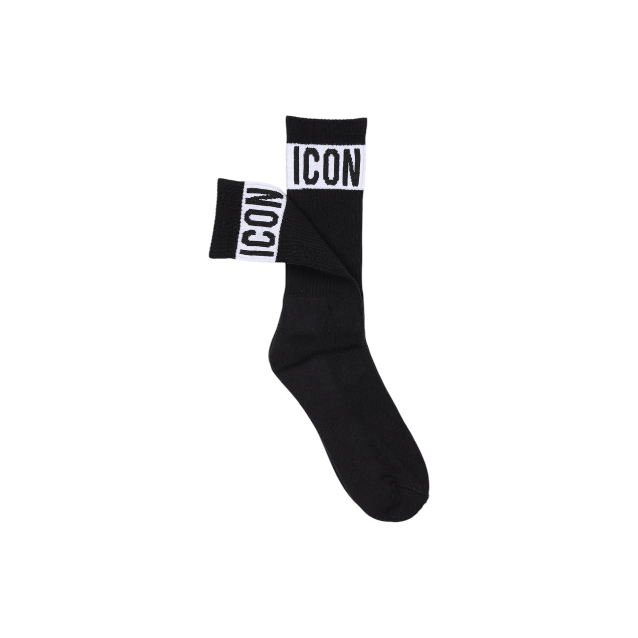 Calze nere Icon con stampa; cotone premium elasticizzato, traspiranti e confortevoli. Stile iconico unisex per la stagione calda. Dettaglio logo 