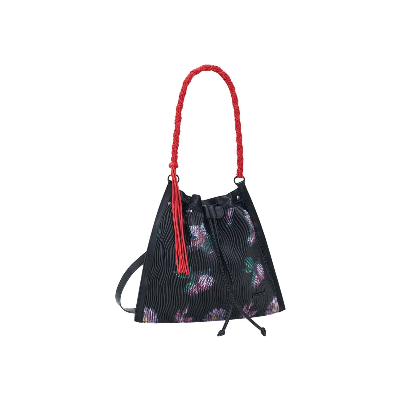 Zaino Desigual SS26; Stampa Fiori Astratti. Tessuto in rilievo, tracolla intrecciata rimovibile, chiusura sicura con zip. Capiente e leggero in 100% poliestere. Misure: 35x17,5x32 cm.