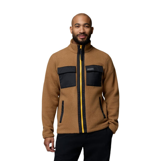 Giacca pile Columbia uomo 2131474. Pile sportivo con cerniera zip intera, taschini sul petto e dettagli a contrasto, vestibilità regolabile con coulisse, abbigliamento outdoor ecosostenibile autunno inverno.