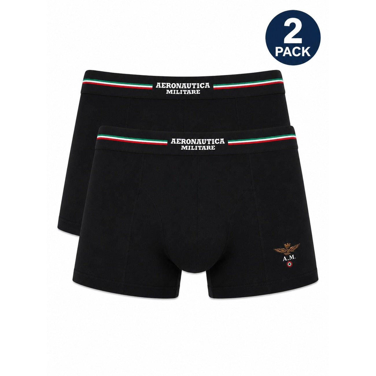  Intimi Uomo Multipack Aeronautica Militare; Tessuto 95% cotone e 5% elastan con elastico logato in vita. Assortimento colori basici e militari, stile casual underwear comfort. Colore nero 