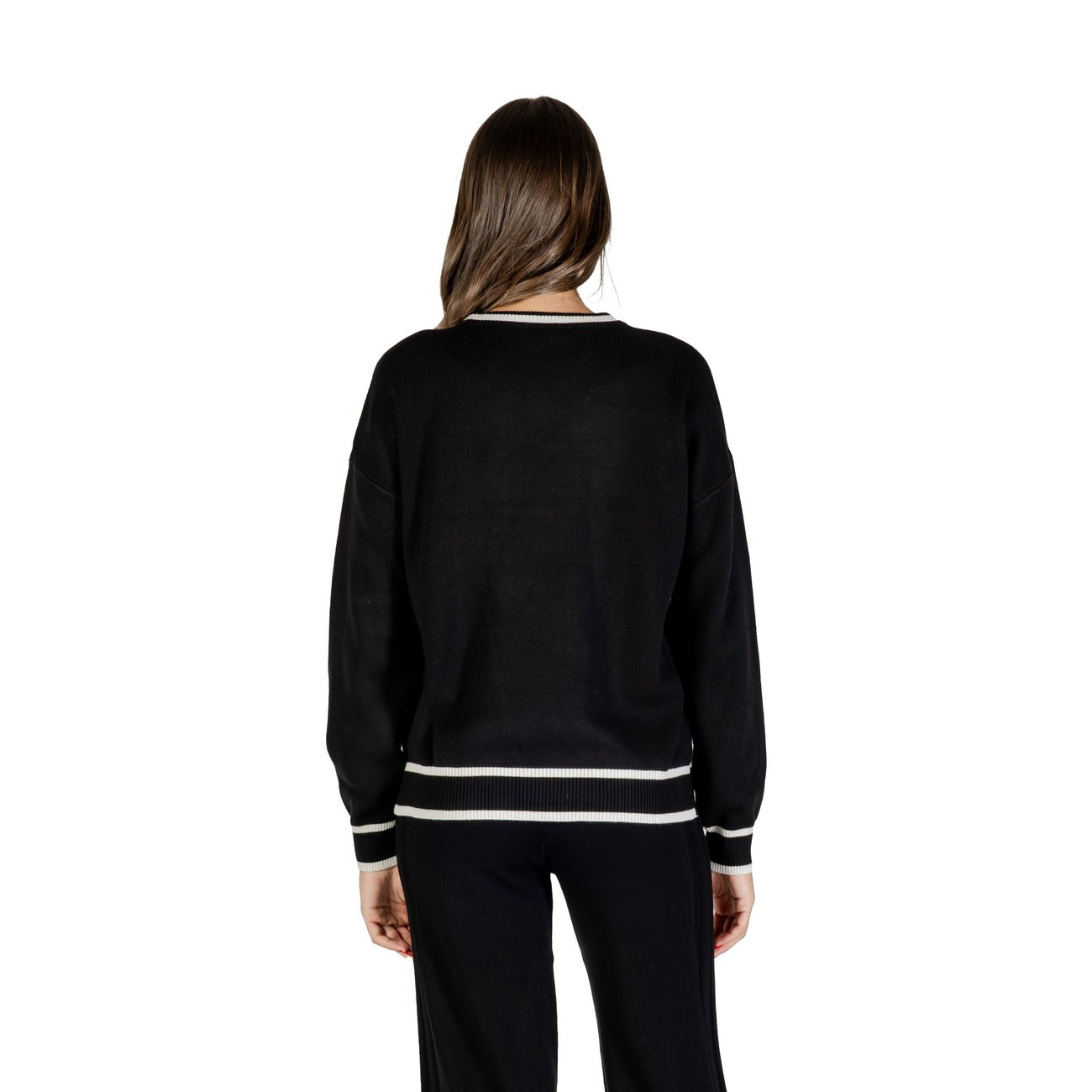 Liu Jo Maglia Donna Nera Maniche Lunghe Scollo Tondo - Maglia Viscosa Poliammide Seta