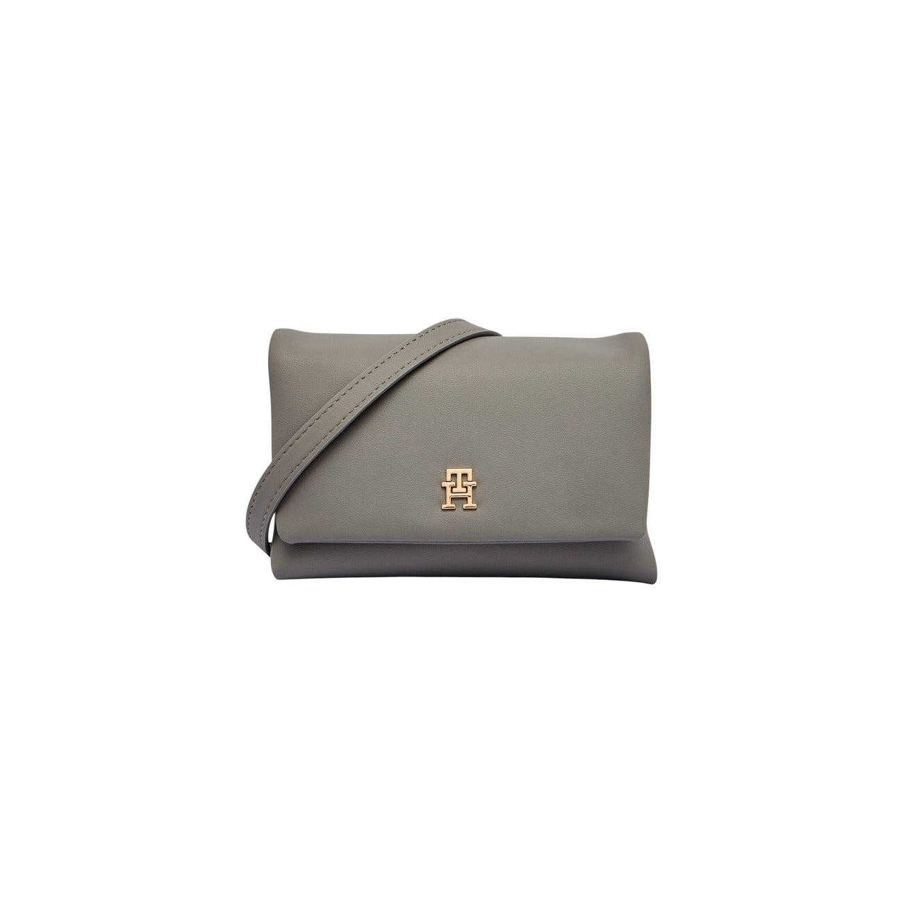 Tommy Hilfiger Women's Gray Shoulder Bag - Button Pocket Compartment Bag 20x13x10.5cm