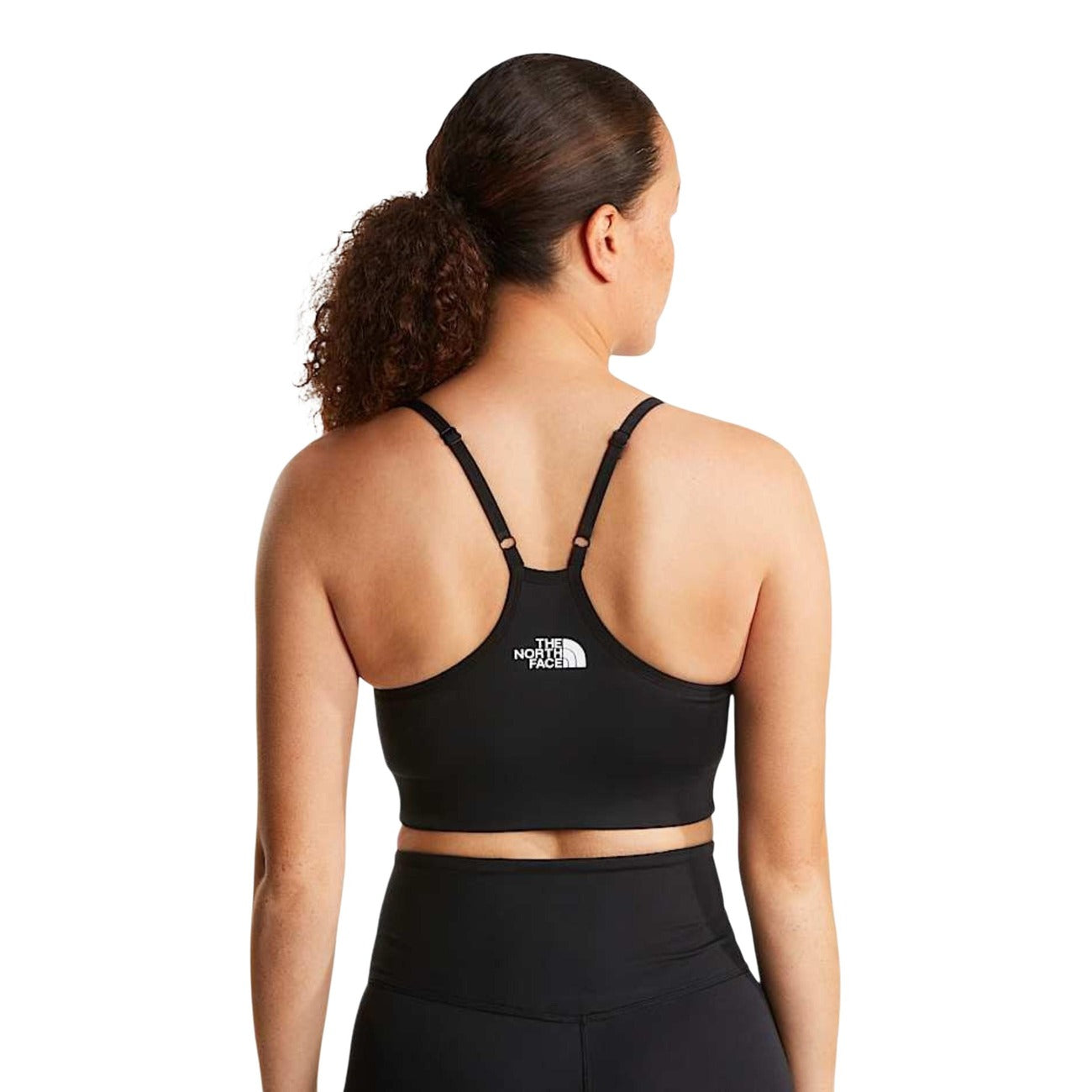 Top The North Face donna nero sportivo con logo senza maniche - vista posteriore retro indossato da modello
