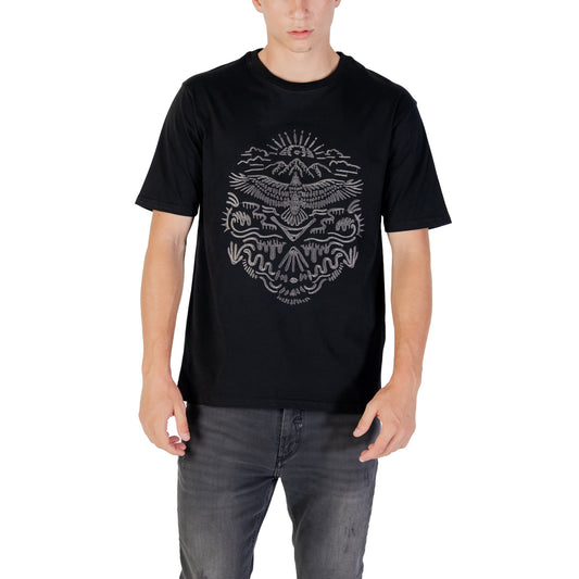 Gianni Lupo T-Shirt Uomo Nera Stampa Manica Corta Scollo Tondo 100% Cotone Primavera/Estate GL649W