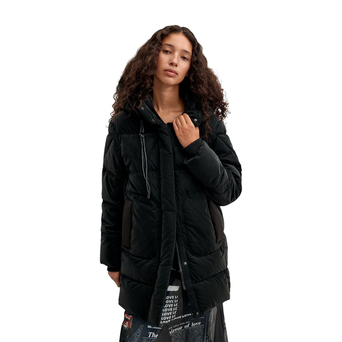 Piumino donna Desigual Priscilla – Cappotto ecopelle nero con cappuccio COAT_PRISCILLA.