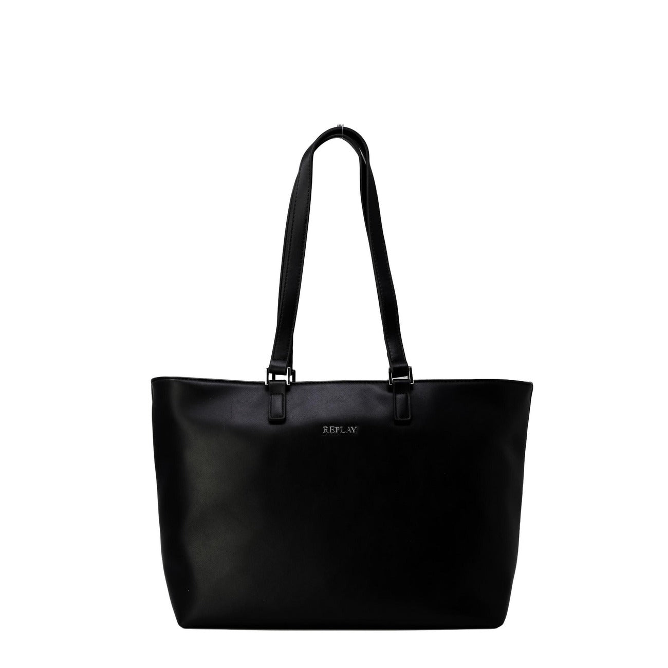 Borsa Replay donna nera a spalla con manici lunghi 100% poliuretano - vista frontale
