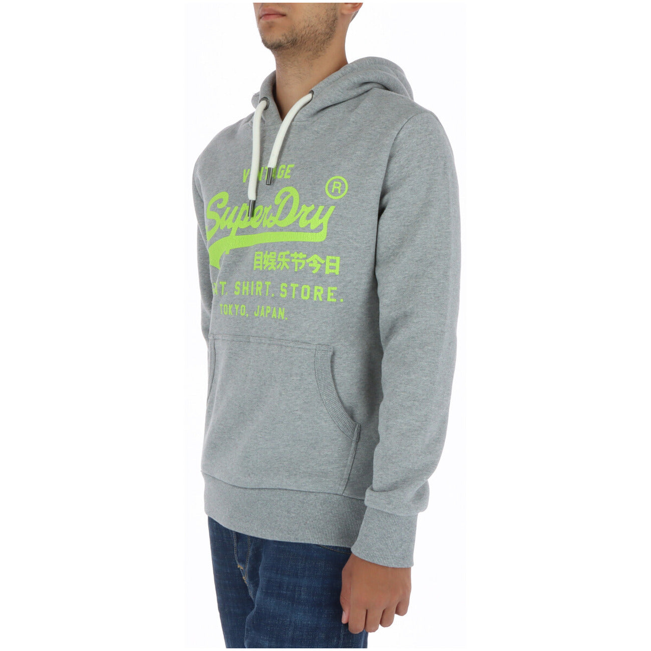 Superdry Felpa Uomo Grigia con Cappuccio Stampa Maniche Lunghe Tasche Anteriori in Cotone 80% Poliestere 20% Autunno/Inverno M2013391A