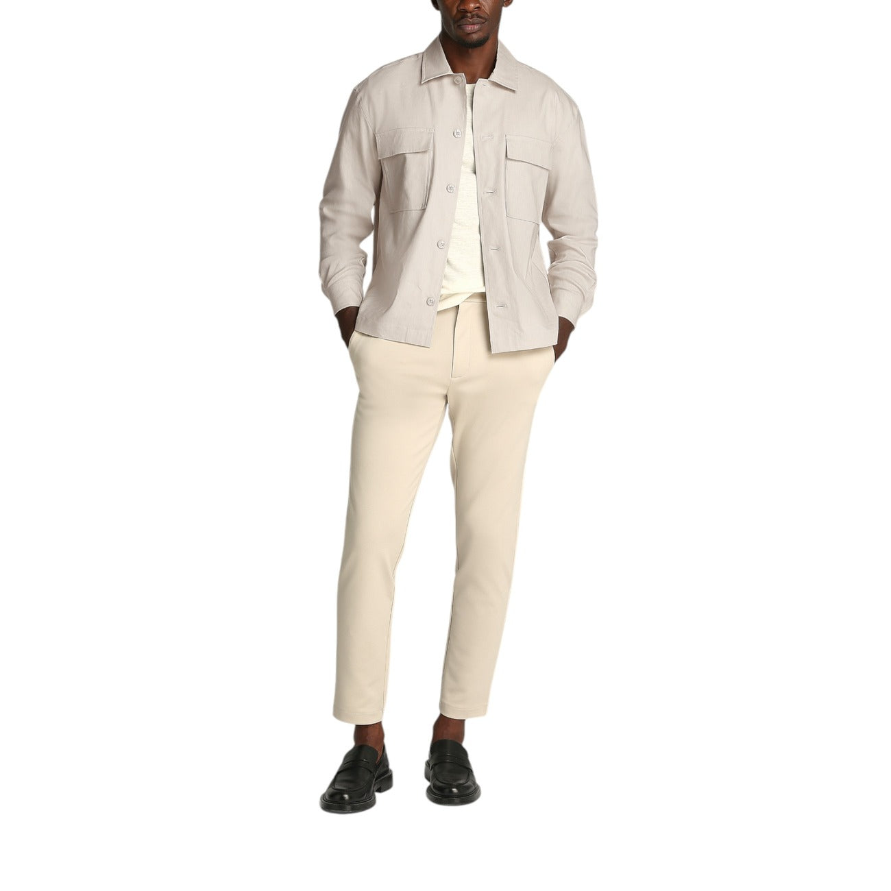 Calvin Klein Camicia Uomo Beige Manica Lunga Bottoni Colletto Classico 51% Lyocell 47% Lino 2% Elastan Primavera/Estate K10K114191