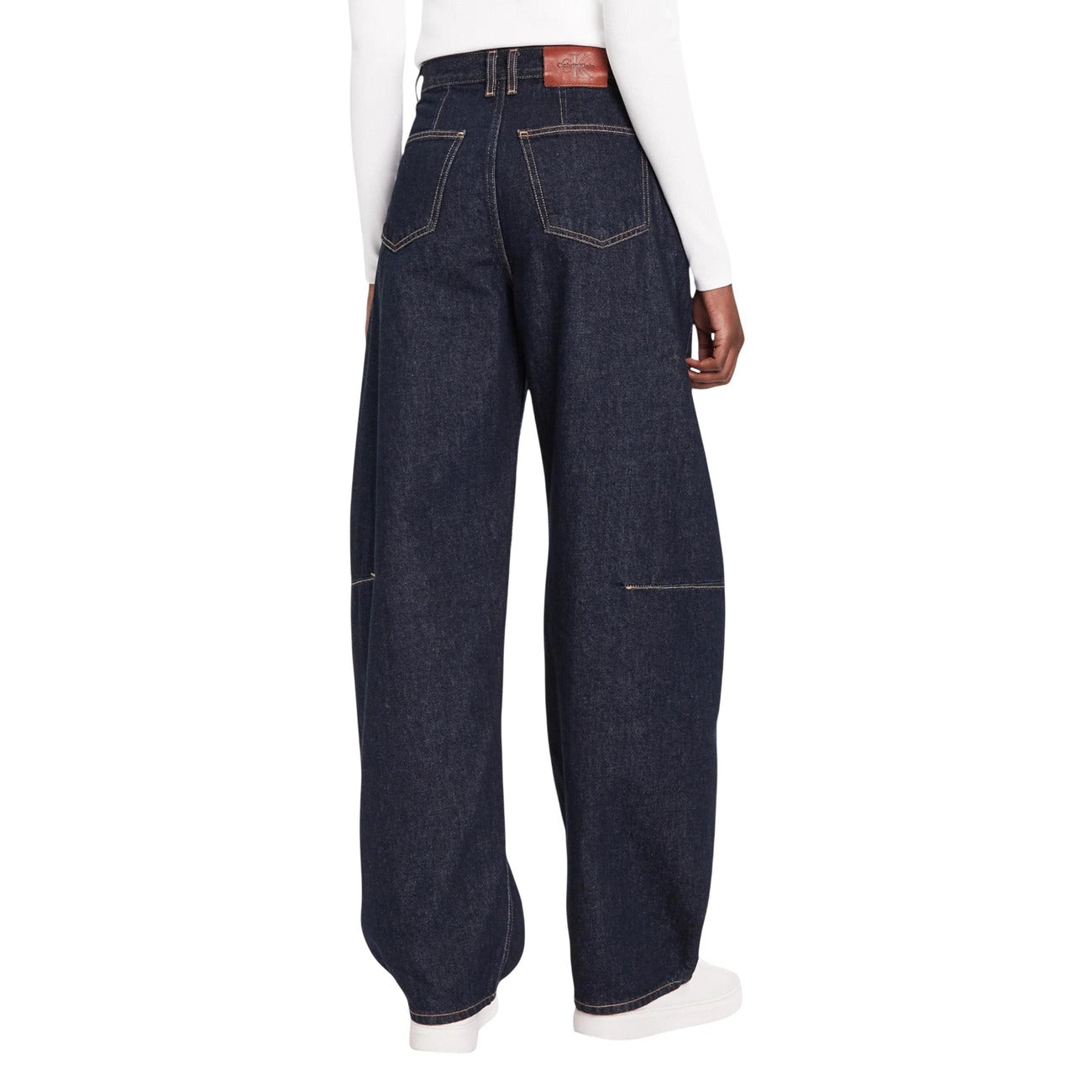 Calvin Klein Jeans Jeans Donna Blu con Zip Bottone Tasche Anteriori Posteriori in Cotone 88% Cotone Organico 12% Autunno/Inverno LV047D701G