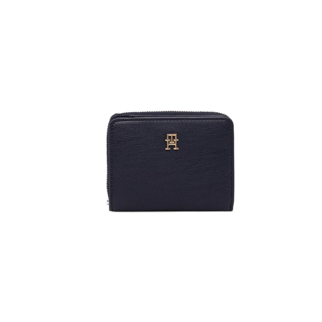 Portafoglio Tommy Hilfiger donna nero con cerniera zip around logo 100% poliuretano - vista frontale