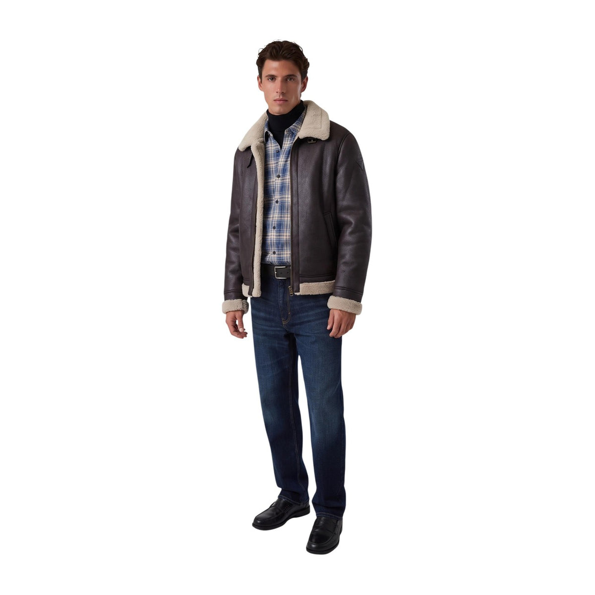 Giacca shearling uomo Guess – Giubbotto montone sintetico con zip M6BL40W4152.