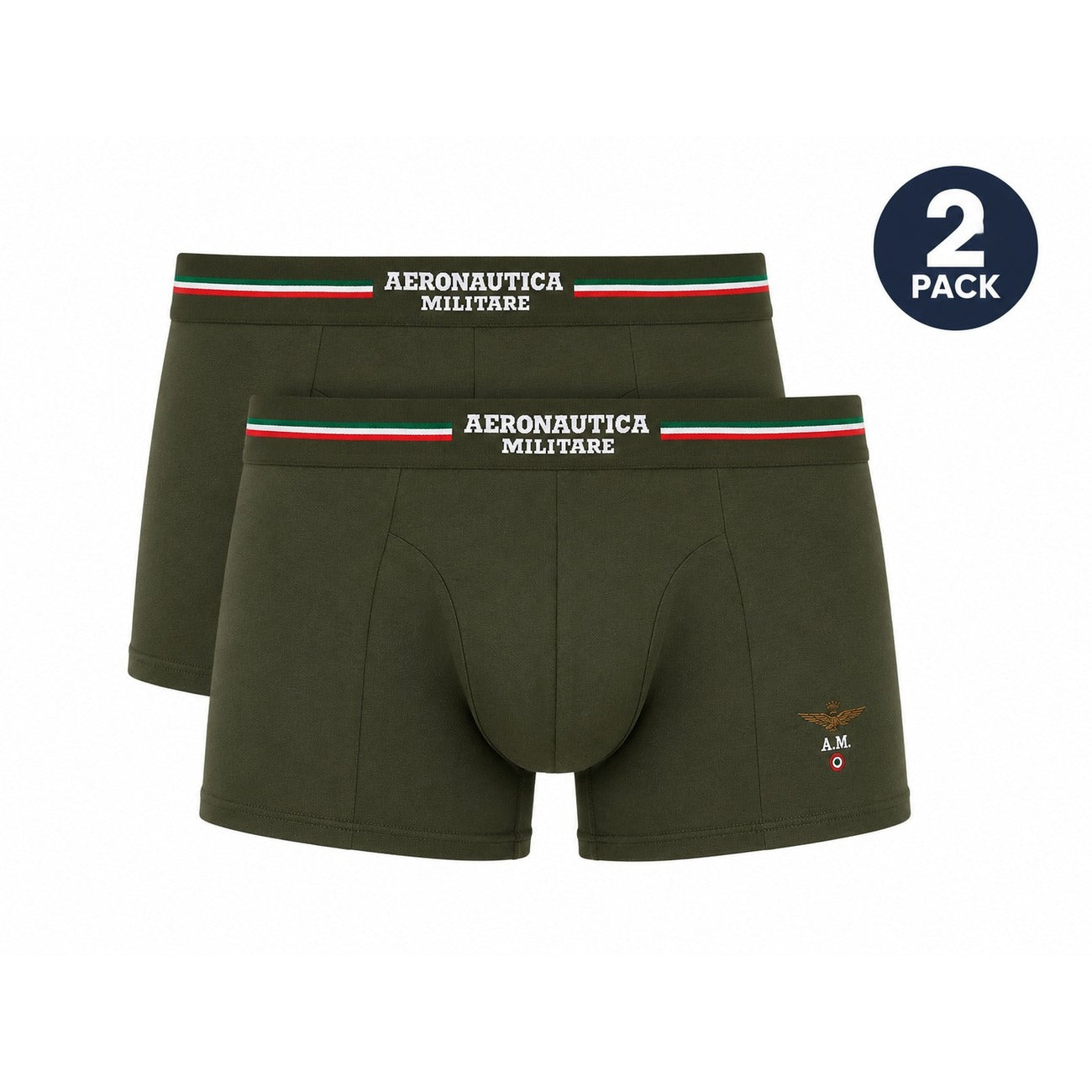 Boxer Intimi Uomo Multipack Aeronautica Militare; Tessuto 95% cotone e 5% elastan con elastico logato in vita. Assortimento colori basici e militari, stile casual underwear comfort. Colore verde 