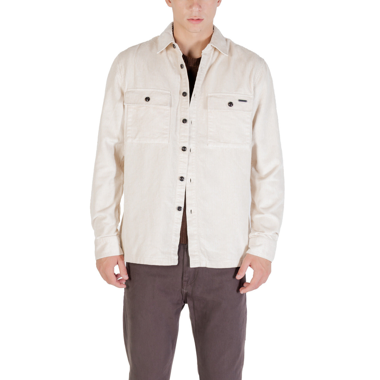 Gianni Lupo Camicia Uomo Bianco Manica Lunga Bottoni Scollo Tondo Colletto Classico Tasche Anteriori 70% Cotone 30% Poliestere Primavera/Estate GL7820S