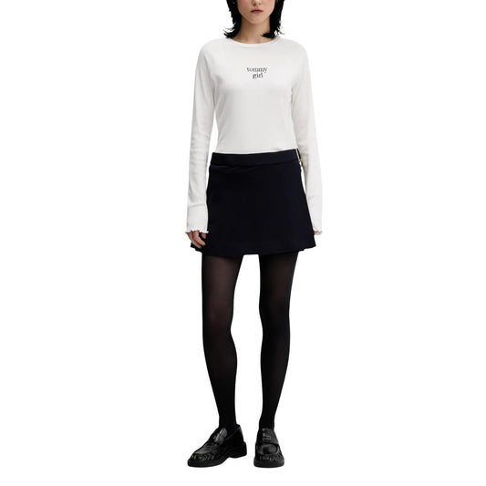 Tommy Hilfiger Jeans Maglia Donna Bianco Maniche Lunghe Scollo Tondo Cotone Organico 100% Primavera Estate DW0DW22499
