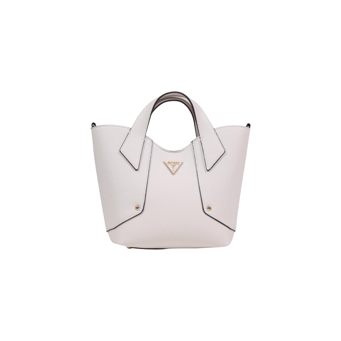 mini borsa a mano Guess Darcy con logo in poliuretano rosa cipria . Vista frontale 