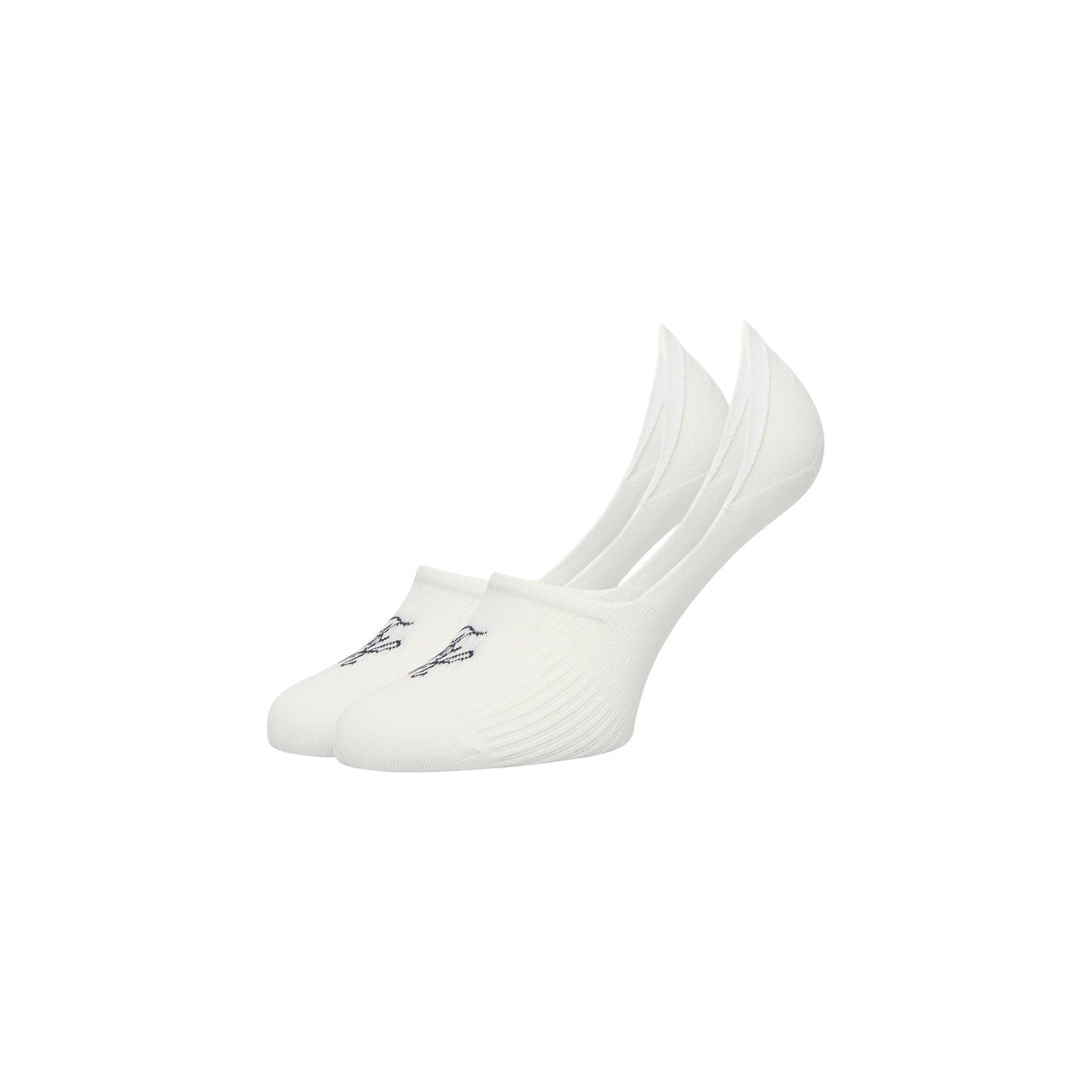 Pack 2 Paia Fantasmini Tommy Hilfiger; Bianco. 61% Cotone, 36% Poliammide, 3% Elastam. Taglio Medium Cut, logo monogramma ricamato, traspirabilità e aderenza superiore. Frontale 