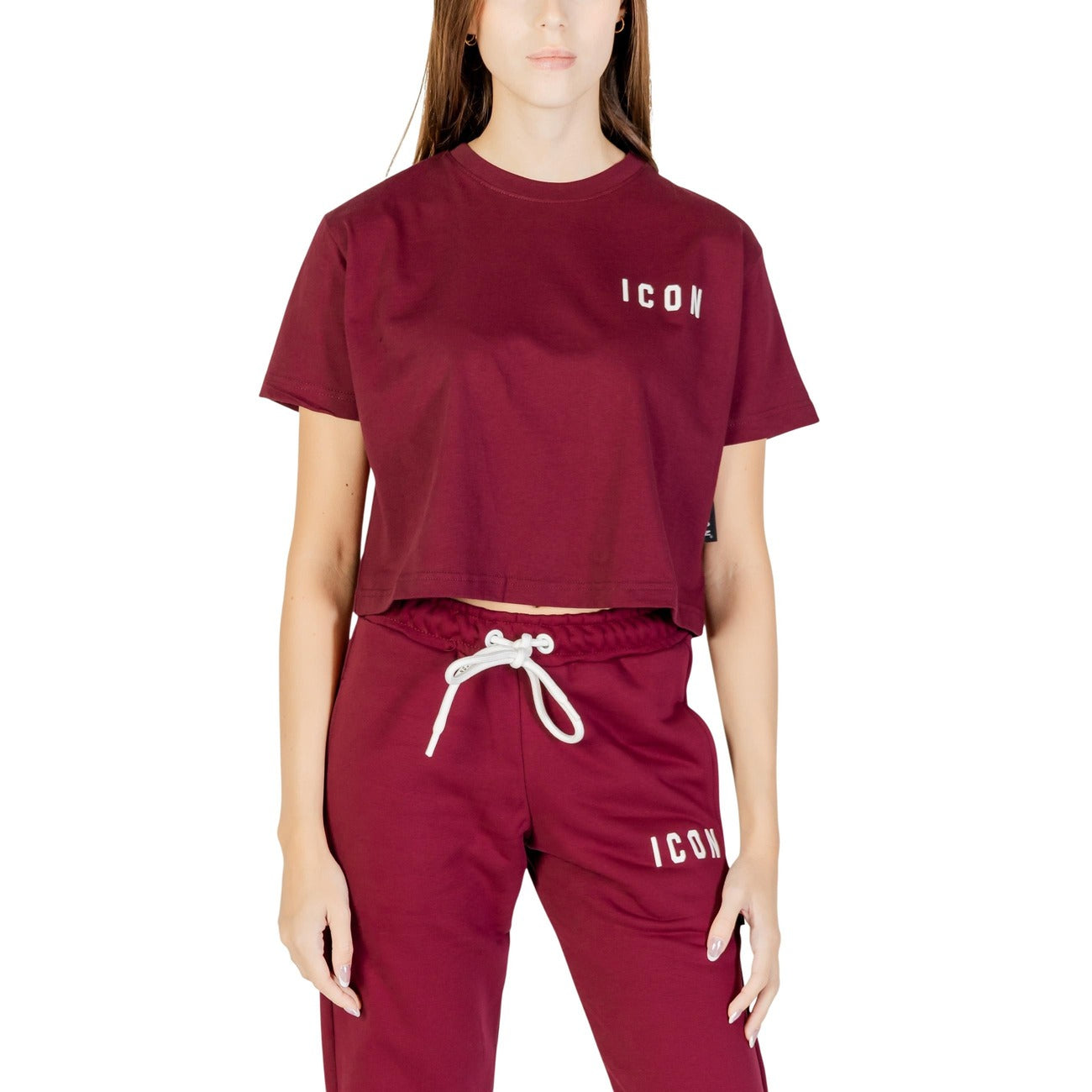 Icon T-Shirt Donna Nera con Stampa Maniche Corte - T-Shirt Cotone Scollo Tondo