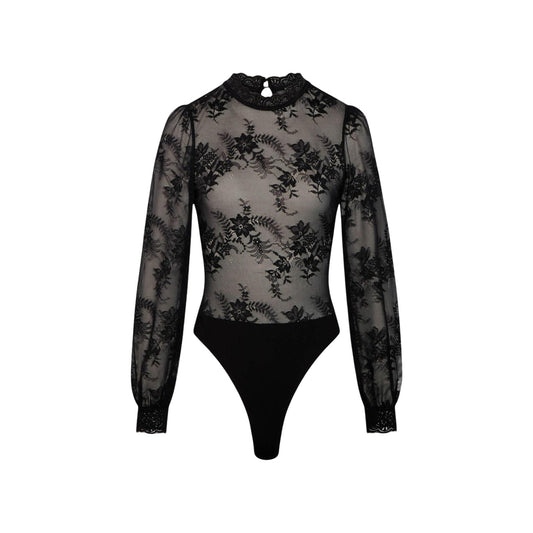 Body pizzo nero donna Morgan De Toi – Blusa body floreale a maniche lunghe Morgan 261-TMACHA.