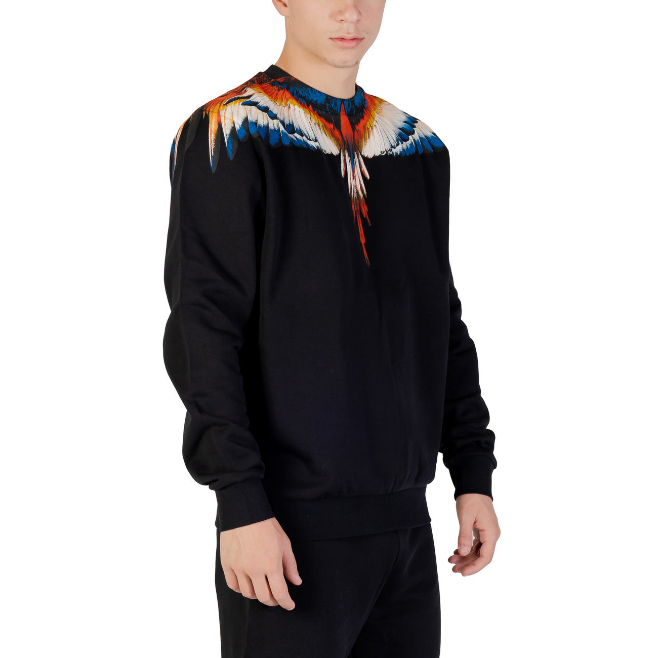 County Of Milan Felpa Uomo Nera con Stampa Maniche Lunghe - Felpa Cotone Scollo Tondo