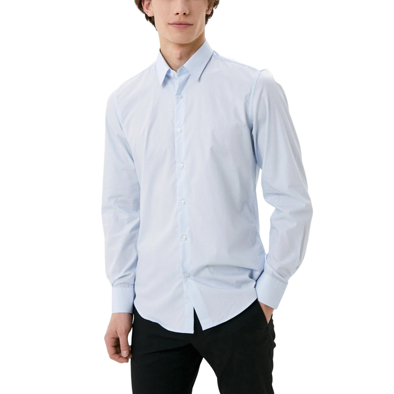 Antony Morato Camicia Uomo Blu Manica Lunga Bottoni Scollo Tondo Colletto Classico 100% Cotone Autunno/Inverno MMSL00628-FA400078