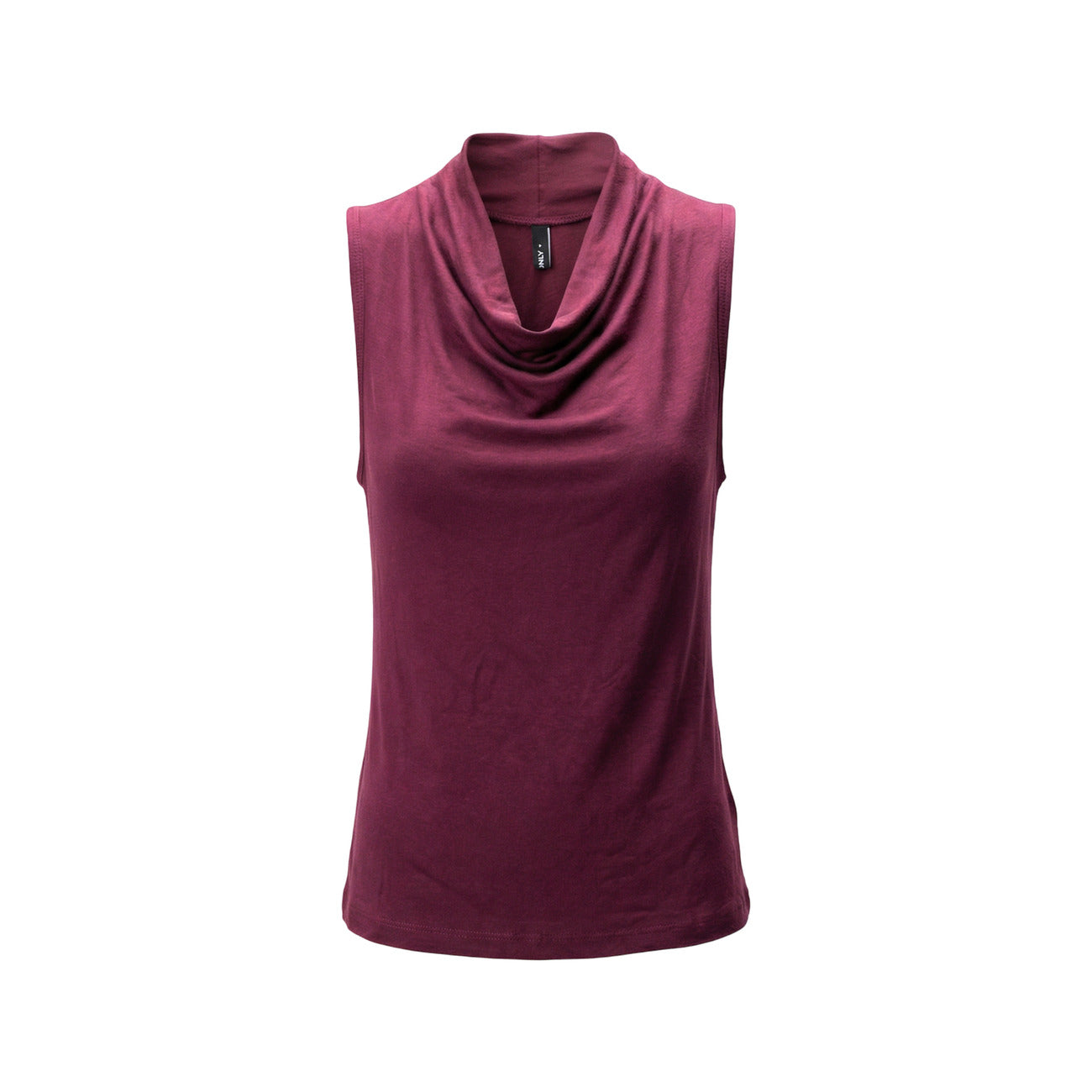 Top Only Hannah Waterfall; 67% Viscosa, 33% Poliestere. Scollo a cascata, tessuto fluido e leggero, senza maniche. Canotta donna elegante e versatile per primavera/estate Colore porpora vista stesa 