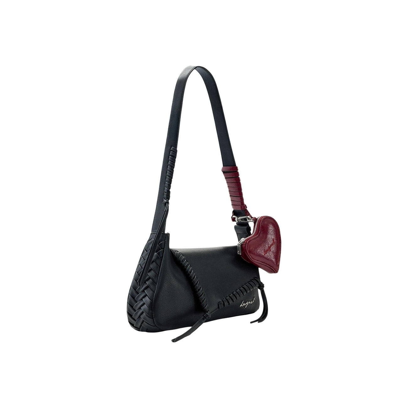 Borsa Desigual donna nera a mano con tracolla manici - vista laterale