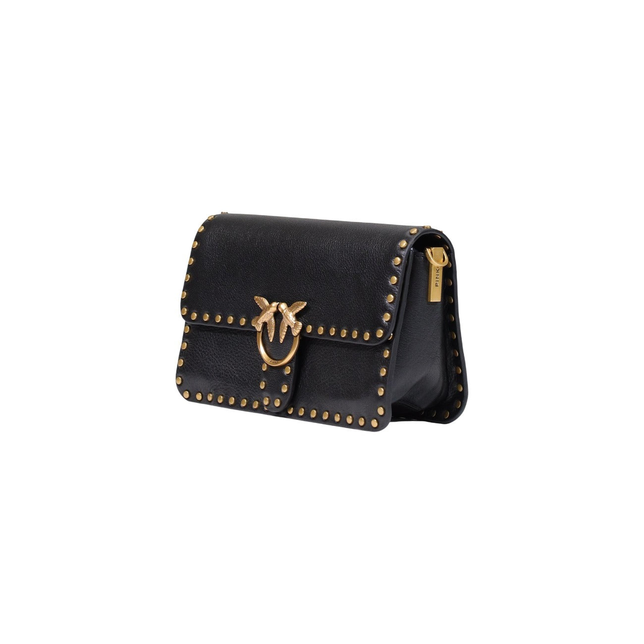 Borsa Pinko Love Bag nera pelle borchie tracolla catena oro Love Birds 107665 A2JG⁠