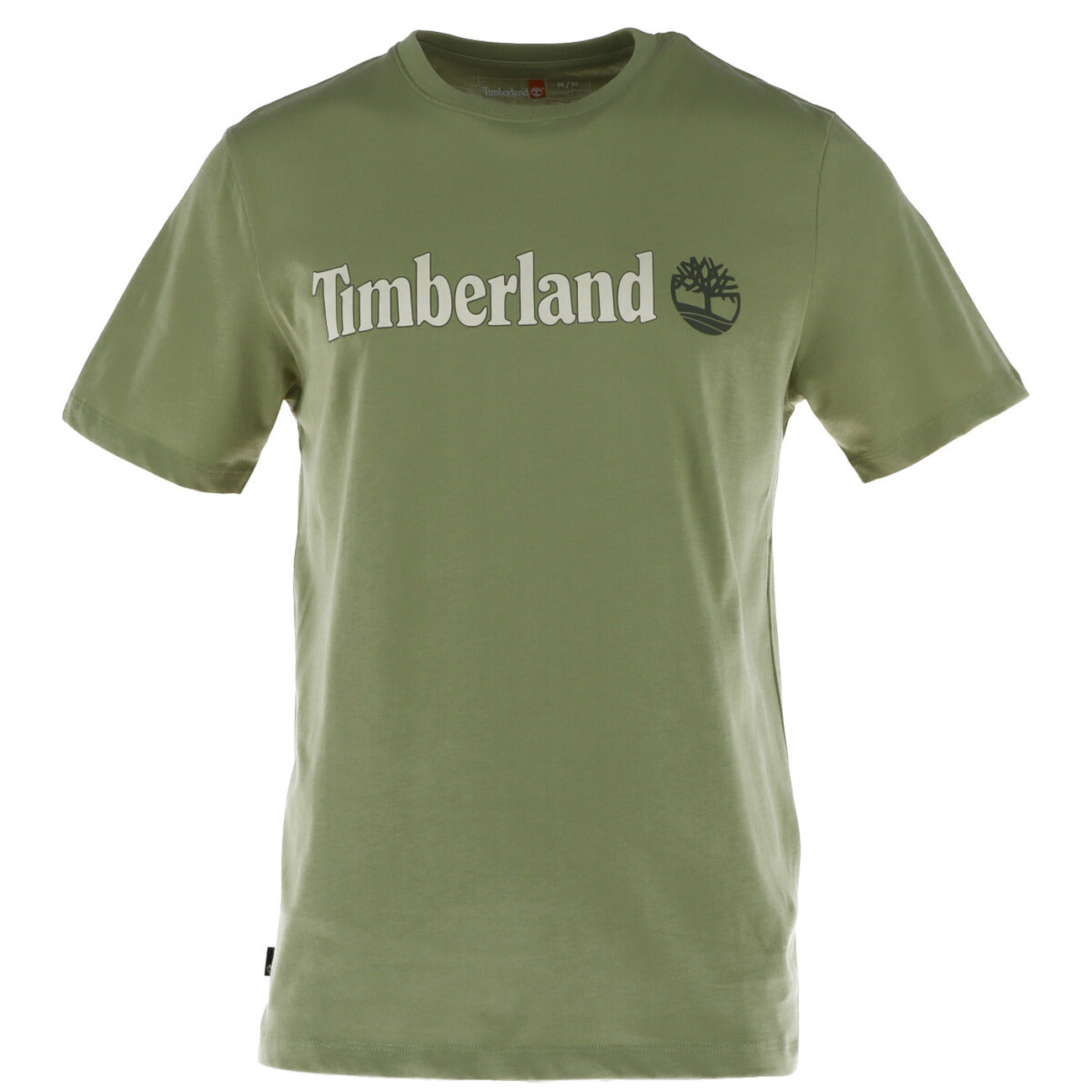 T-shirt uomo Timberland modello SHORT SLEEVE verde in cotone a maniche corte con stampa logo e scollo tondo
