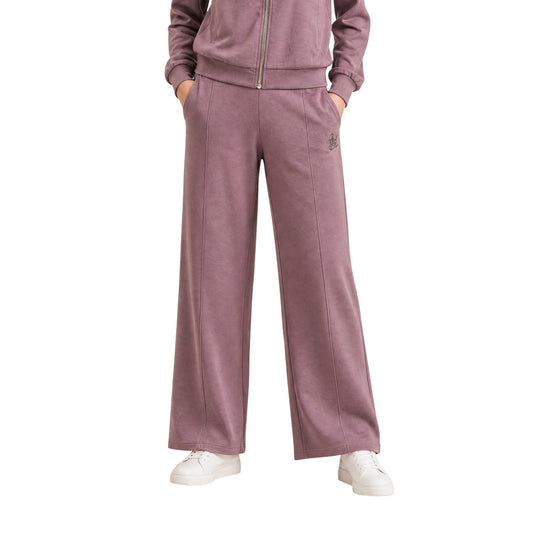 Pantaloni tuta Liu Jo donna rosa TF6213 J3958. Pantaloni dritti casual in viscosa con logo di perle tono su tono sulla tasca, cuciture frontali a vista e fascia elastica in vita.