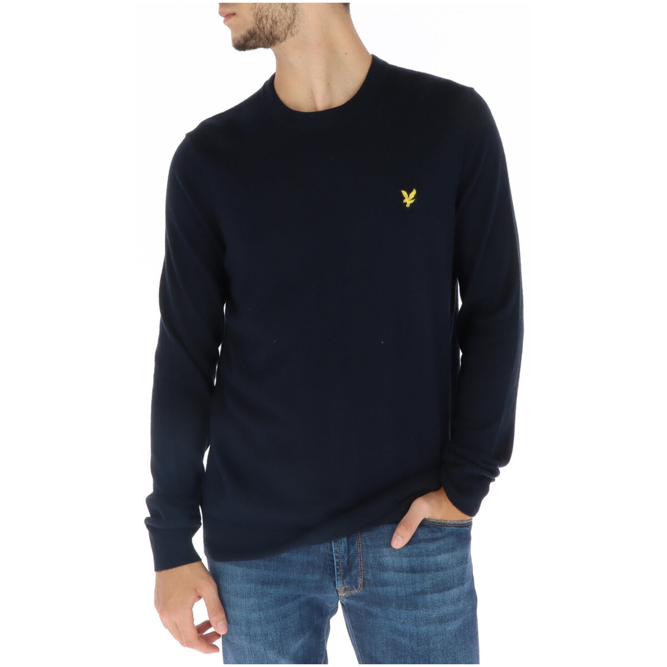Lyle & Scott Maglia Uomo Blu Scollo Tondo Manica Lunga Cotone Lana Merino Autunno Inverno KN2110VC