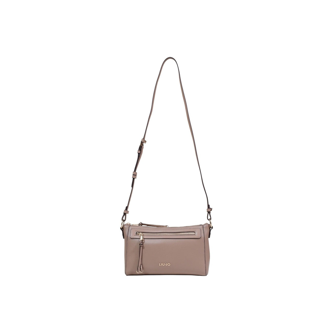 Borsa Liu Jo S CROSSBODY donna beige con cerniera tracolla tasche interne anteriori 100% poliuretano - vista frontale con tracolla 
