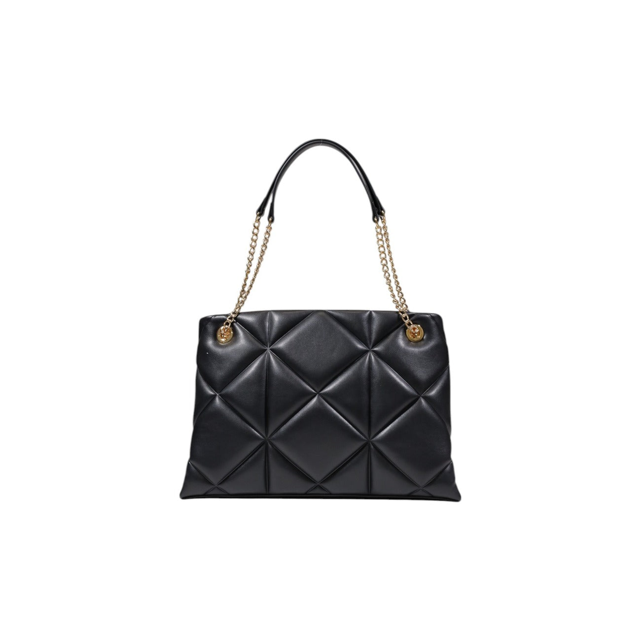Borsa Love Moschino donna nera a spalla modello JC4040PP1. Borsa grande trapuntata effetto pelle nera con manici a catena oro e cerniera stile casual chic, classico, elegante e da giorno.