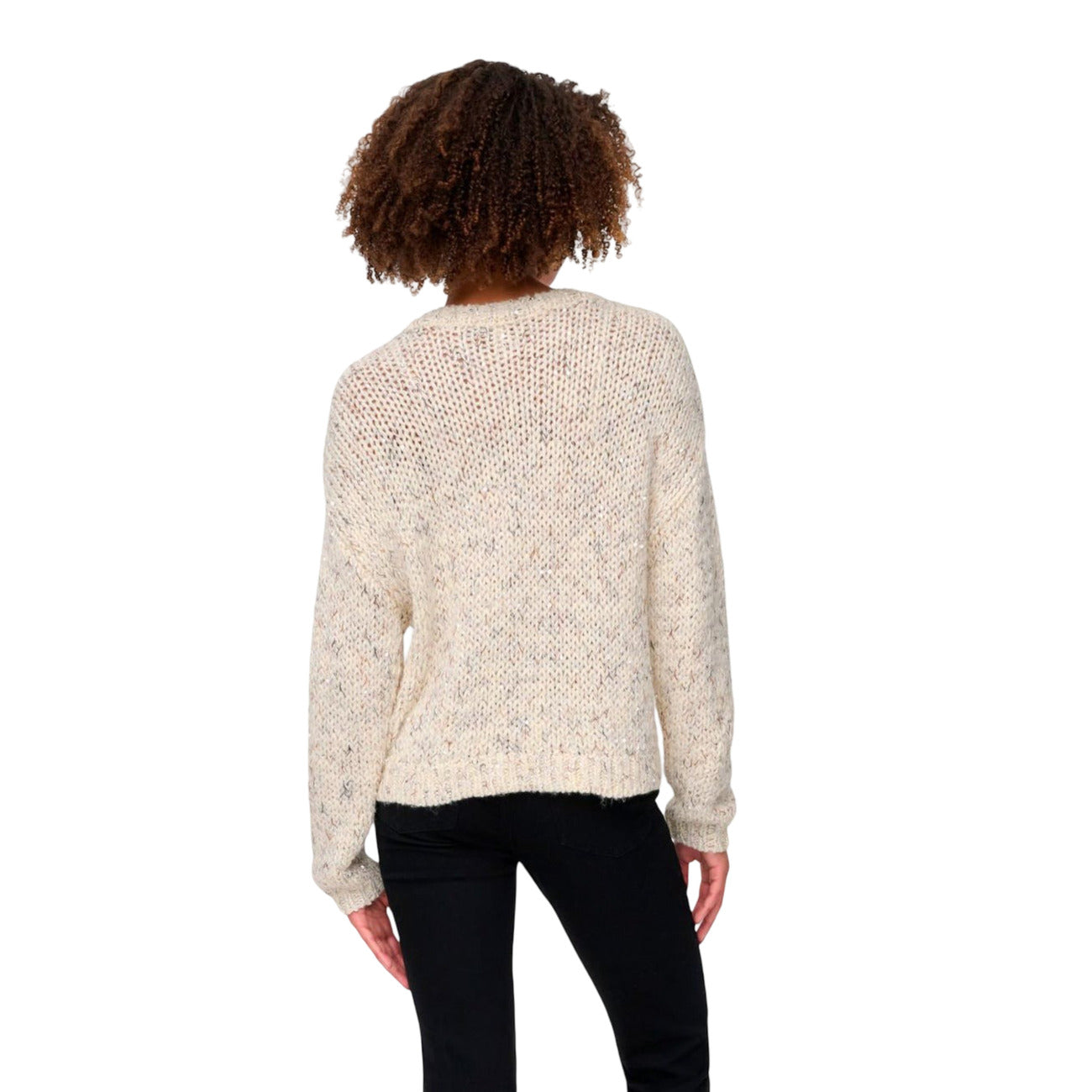 Only Maglia Donna Bianca Maniche Lunghe - Maglia Acrilico Scollo Tondo Autunno Inverno