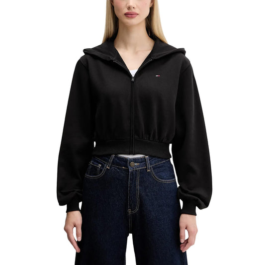 Tommy Hilfiger Jeans Women's Zip-Up Sweatshirt Black DW0DW21590 - 100% Organic Cotton