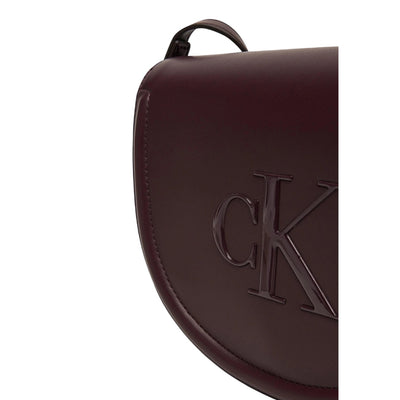 Calvin Klein Women's Bordeaux Shoulder Bag - Bag with Button Pocket 19x17x7.5cm