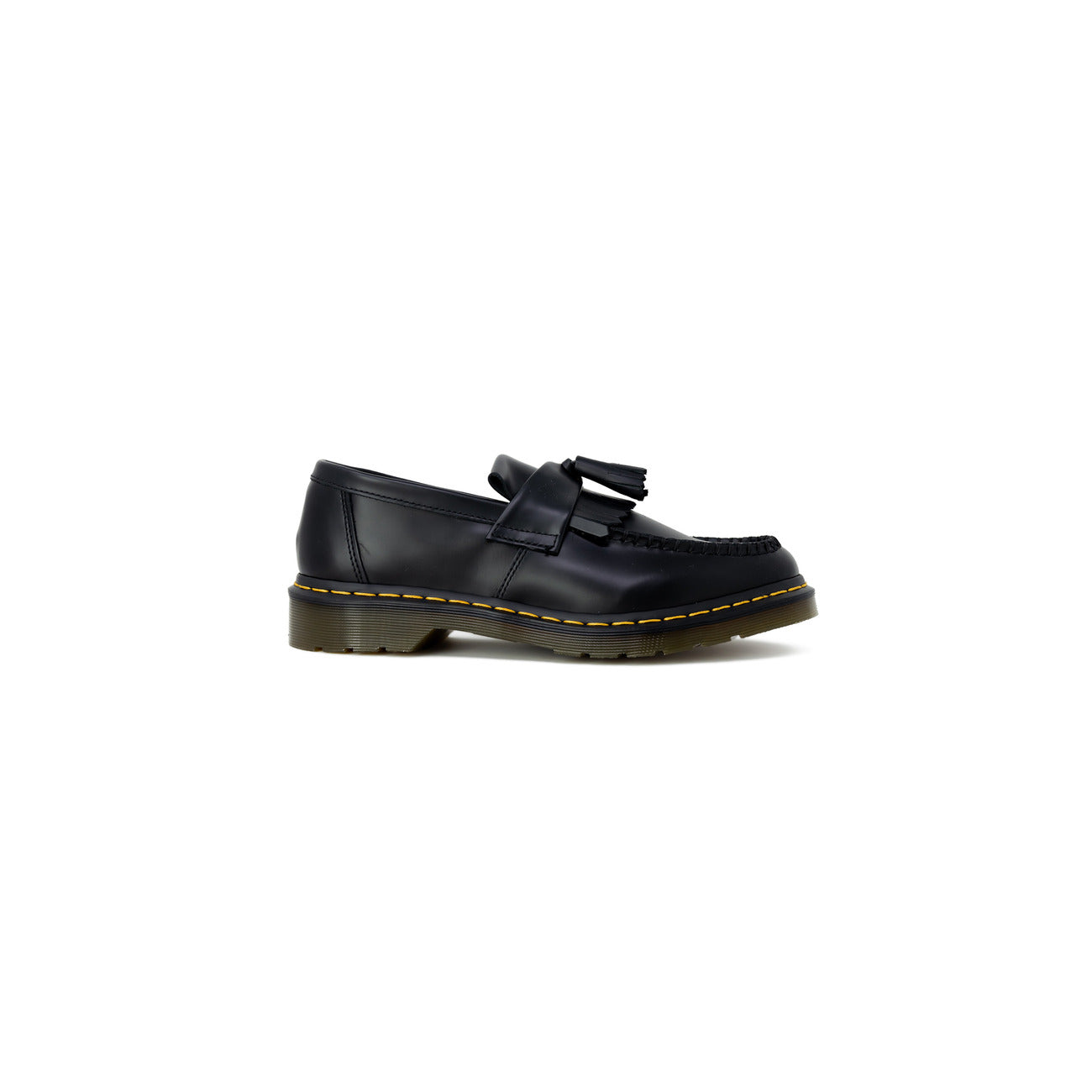 Mocassini Dr. Martens ADRIAN con nappe e cuciture gialle in pelle smooth uomo neri 100% pelle - vista laterale
