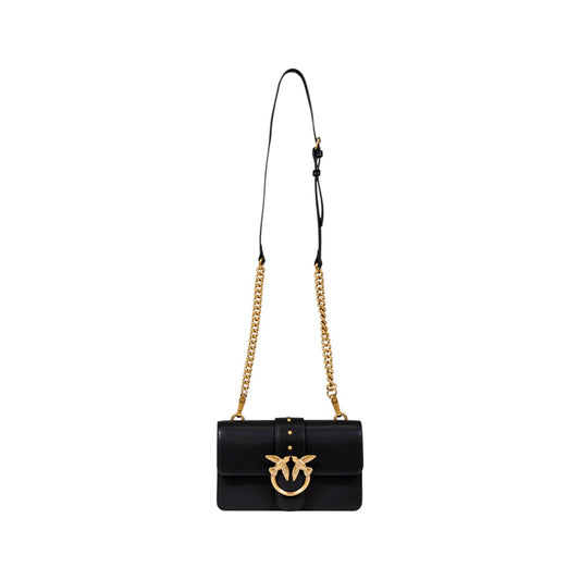 Borsa Pinko donna nera con bottone a gancio e tracolla 100% ecopelle 21x14x6 cm - vista frontale con tracolla