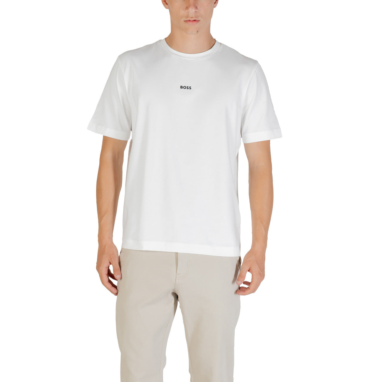 Boss T-Shirt Uomo Verde Manica Corta Scollo Tondo 96% Cotone 4% Elastan Primavera/Estate 50473278
