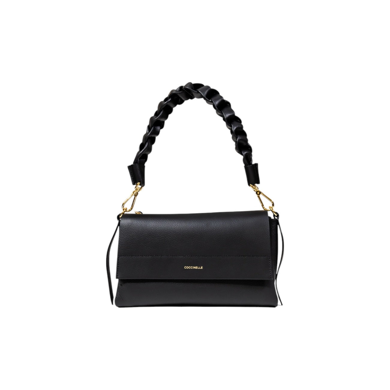 Coccinelle Borsa Donna Nera in Pelle 100% a Mano con Tracolla Bottoni Automatici Tasche Interne 16x27x8 cm E1 M50 12 01 01