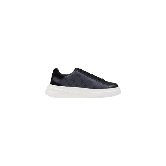 Sneakers neri uomo Guess FMPVIBFAL12. Scarpe da ginnastica nere in ecopelle con motivo 4G Guess, dettagli in suede, lettering logo laterale e suola in gomma.